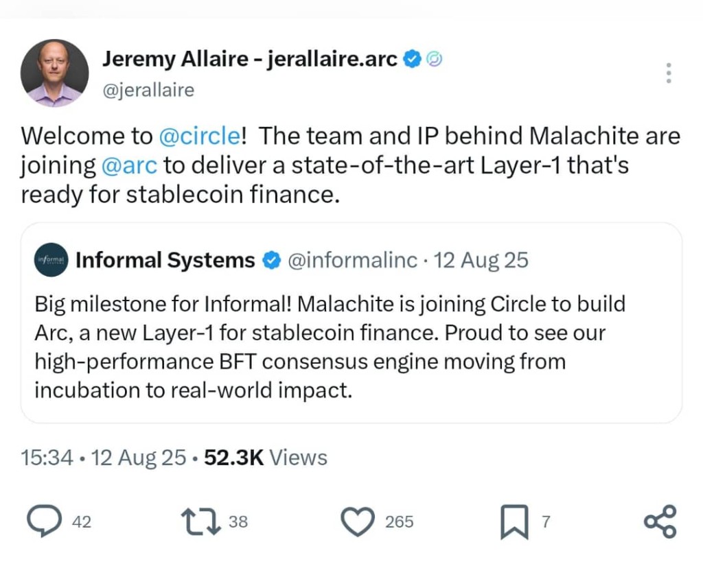 Jeremy Allaire welcomes the Malachite team joining Circle and Arc